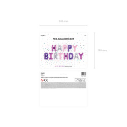 Balon foliowy Happy Birthday, 340x35cm, mix