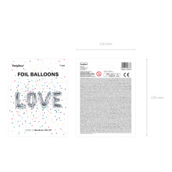 Balon foliowy Love, 140x35cm, srebrny