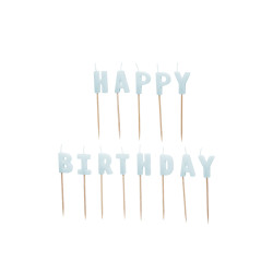 Świeczki urodzinowe Happy Birthday, 2,5 cm, jasny błękit (1 op. / 13 szt.)