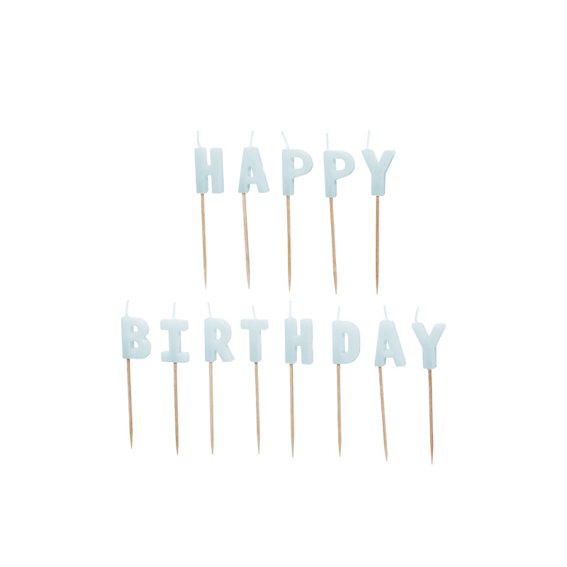 Świeczki urodzinowe Happy Birthday, 2,5 cm, jasny błękit (1 op. / 13 szt.)