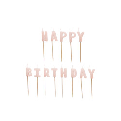 Świeczki urodzinowe Happy Birthday, 2,5 cm, różowy (1 op. / 13 szt.)