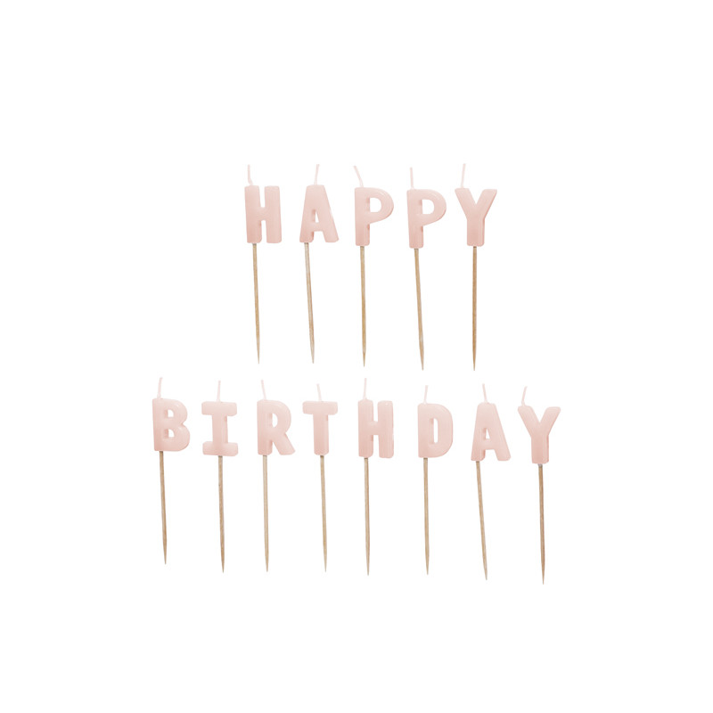 Świeczki urodzinowe Happy Birthday, 2,5 cm, różowy (1 op. / 13 szt.)