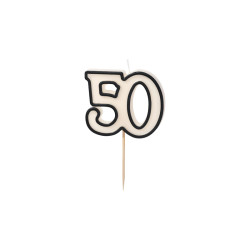 Świeczka urodzinowa liczba 50, 5,5cm, biało-czarny