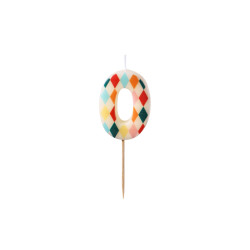 Świeczka urodzinowa Cyfra 0 Romby, 5,5 cm, mix