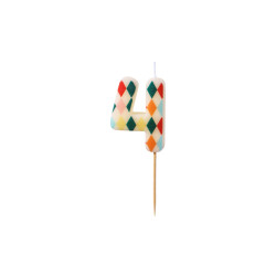 Świeczka urodzinowa Cyfra 4 Romby, 5,5 cm, mix