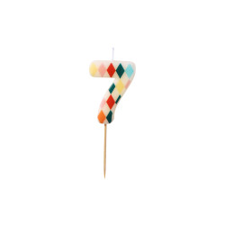 Świeczka urodzinowa Cyfra 7 Romby, 5,5 cm, mix