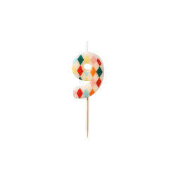 Świeczka urodzinowa Cyfra 9 Romby, 5,5 cm, mix