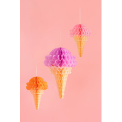 Dekoracje bibułowe Lody, 20-30 cm, mix (1 op. / 3 szt.)