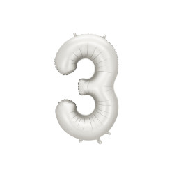 Balon foliowy Cyfra ''3'', 86cm, srebrny