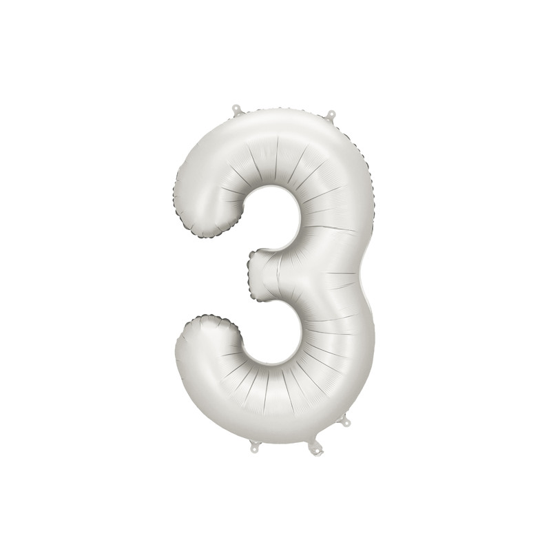 Balon foliowy Cyfra ''3'', 86cm, srebrny