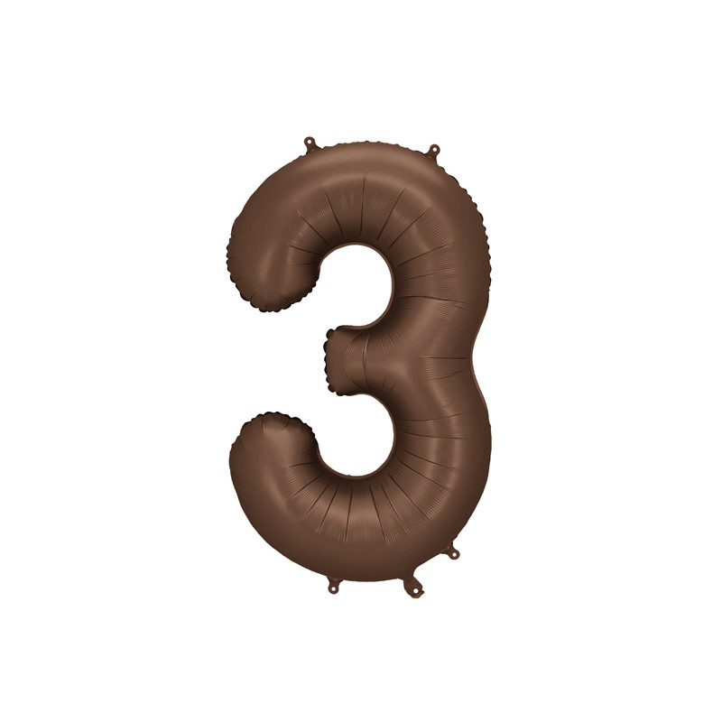 Balon foliowy Cyfra ''3'', 86cm, mocca