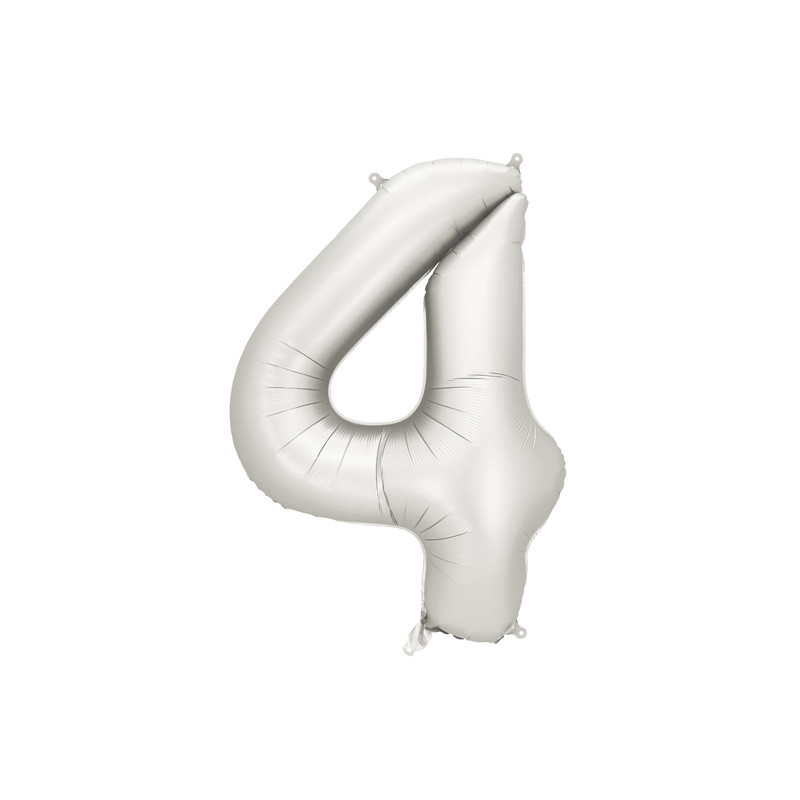 Balon foliowy Cyfra ''4'', 86cm, srebrny