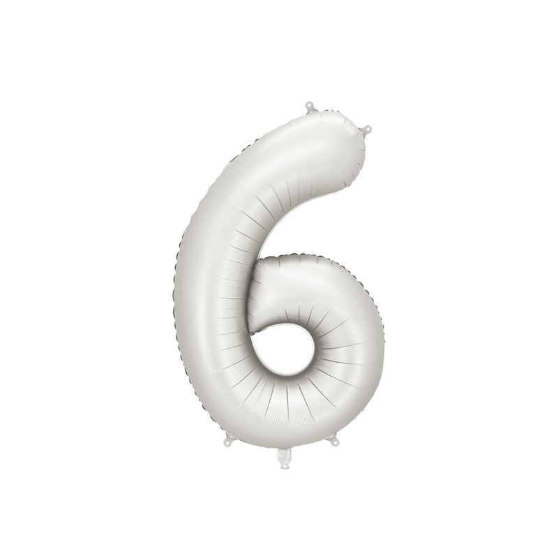 Balon foliowy Cyfra ''6'', 86cm, srebrny