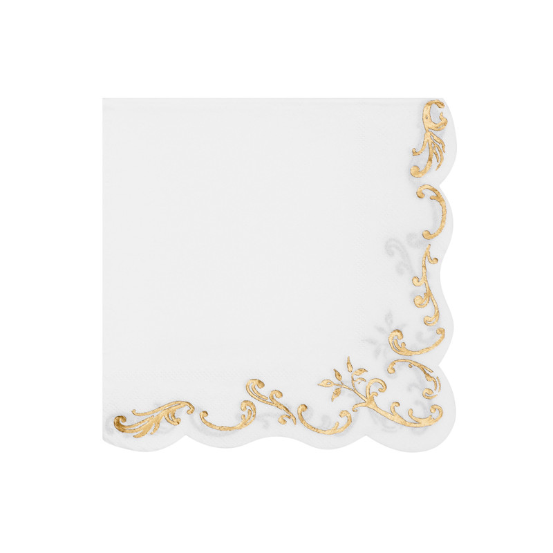 Serwetki Ornament, 33x33cm, białe (1 op. / 12 szt.)