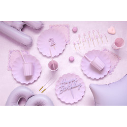 Topper akrylowy na tort Happy Birthday, fioletowy, 16.5 cm