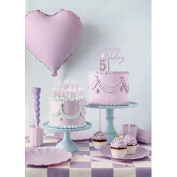 Topper akrylowy na tort Happy Birthday, fioletowy, 16.5 cm